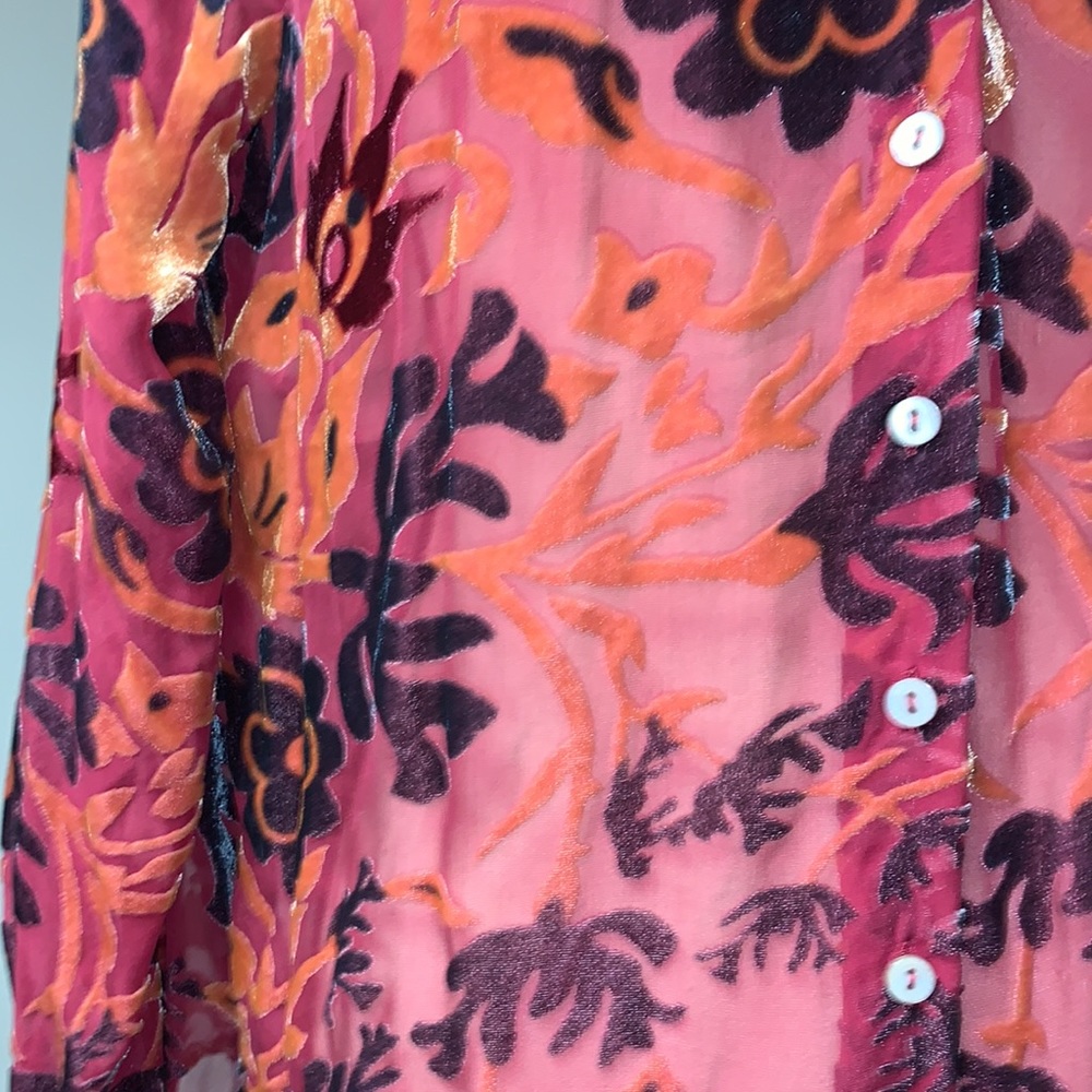 Sundance Sheer Button Up Blouse Medium - image 7